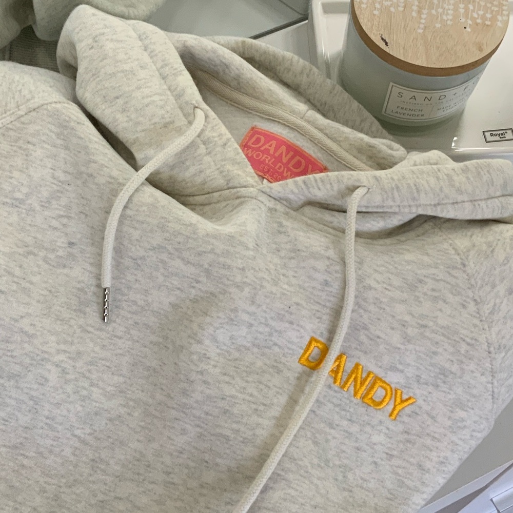 Dandy Embroidered Hoodie in Cream and Yellow
